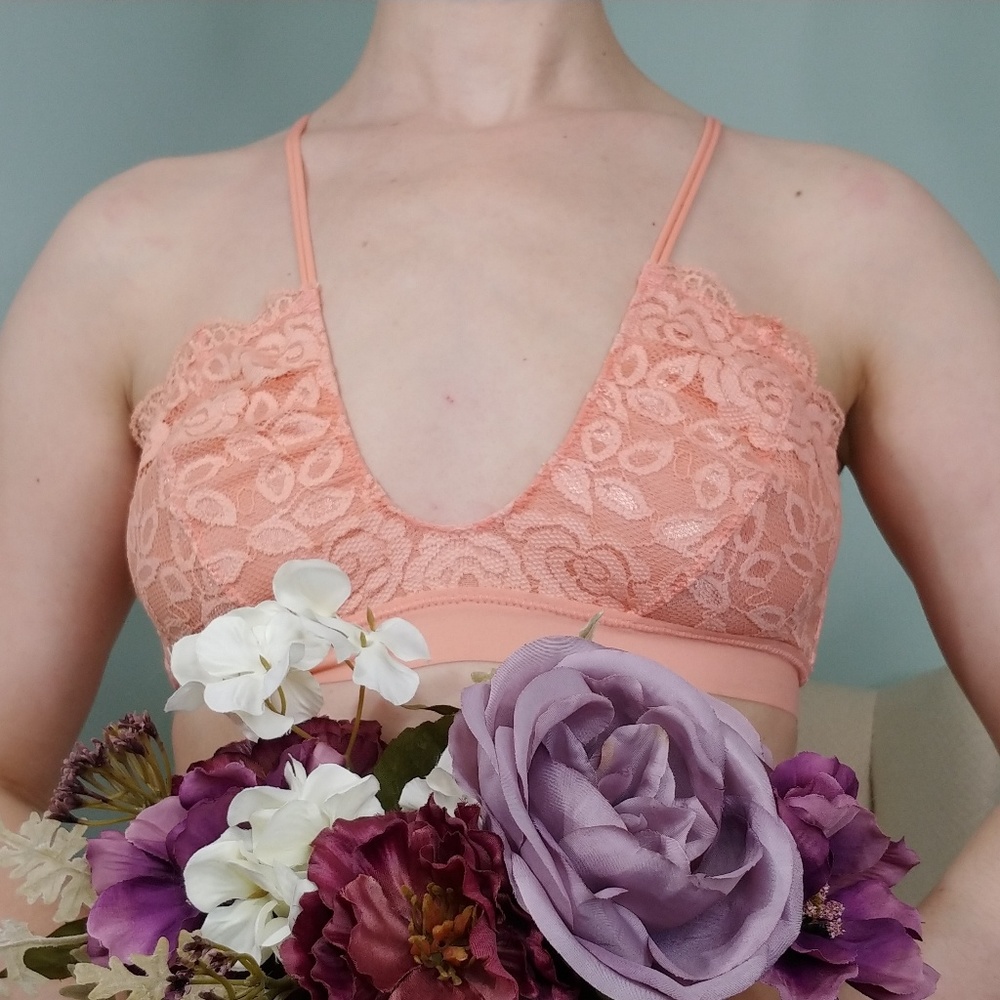 Free People Peach Lace Bralette